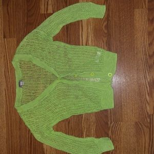 GREEN BUTTON UP CROCHET CARDIGAN | S |